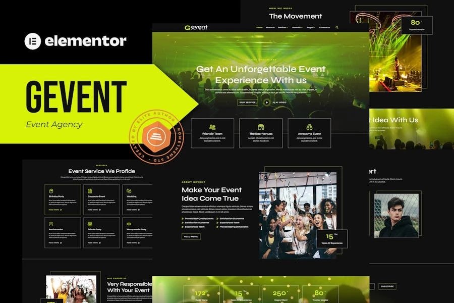 Gevent - Template Kit Elementor para Agencia de eventos
