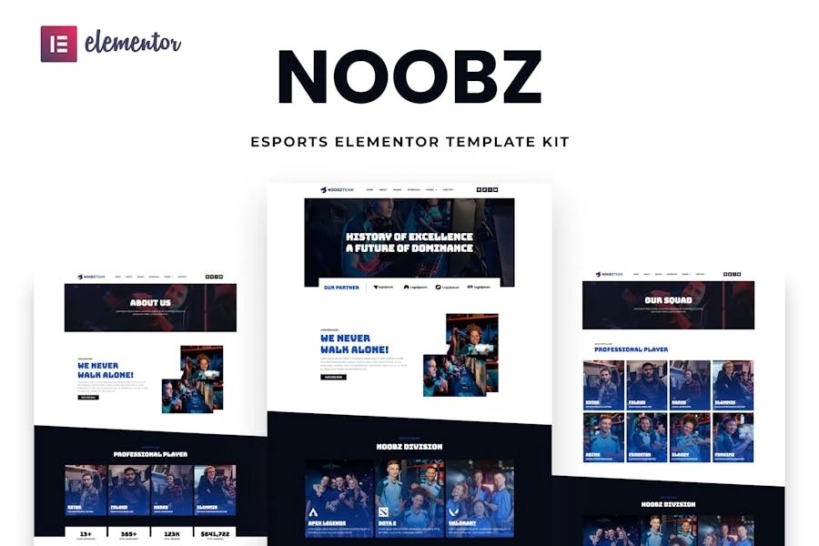 Noobz - Template Kit de e-Sports Elementor