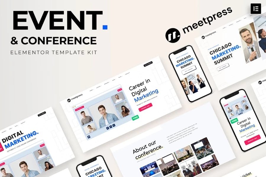 Meetpress - Template Kit Elementor para eventos y conferencias