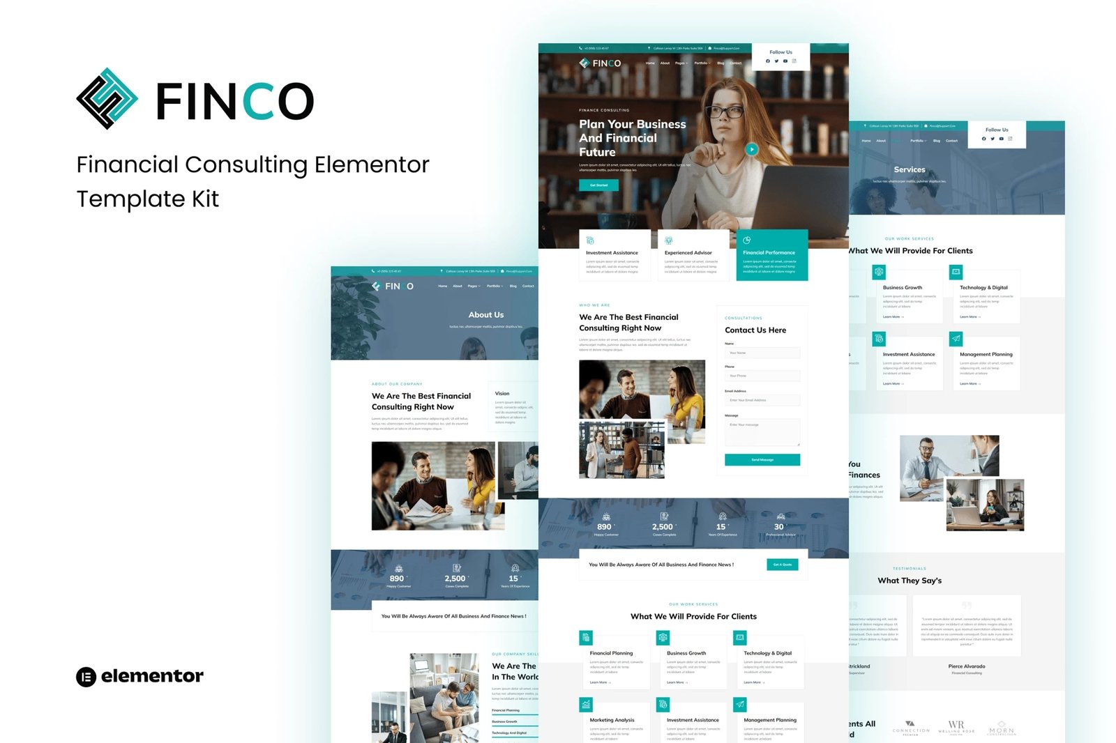 Finco - Kit de plantillas Elementor para consultoría financiera