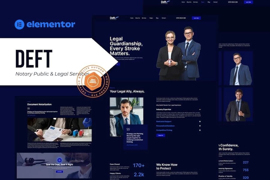 Deft - Kit de plantillas Elementor para servicios legales y notariales