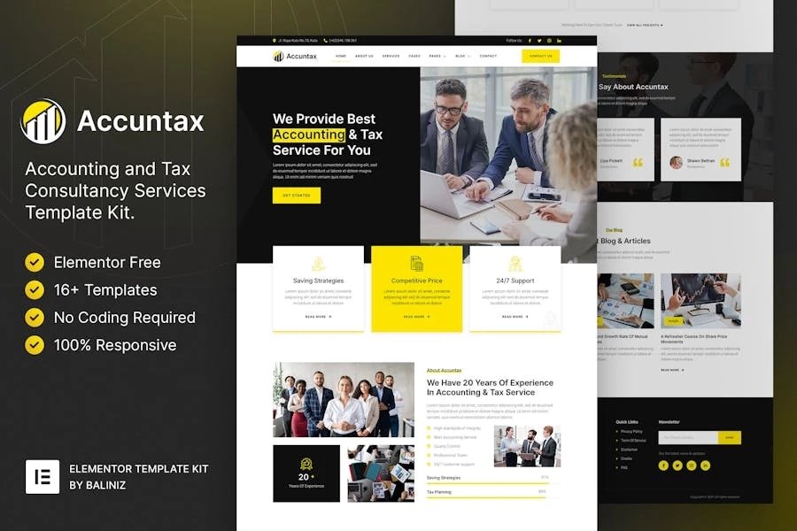 Accuntax - Template Kit Elementor para servicios de consultoría contable y fiscal