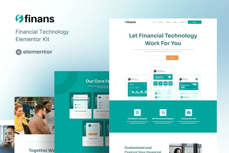 Finans - Template Kit Elementor Pro de tecnología financiera