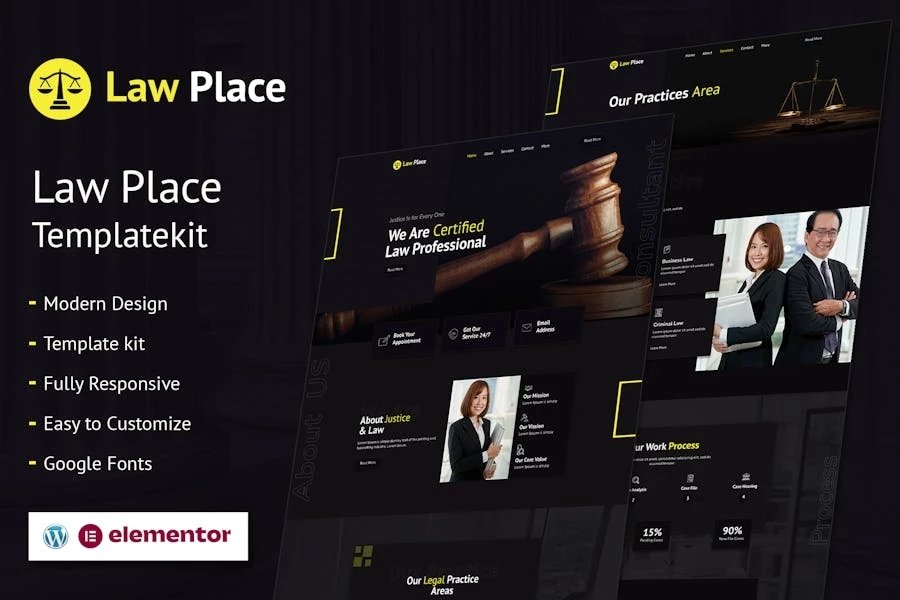 Law Place - Template Kit Elementor para firmas legales y de abogados