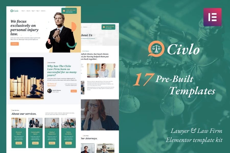 Civlo - Template Kit Elementor para abogados y oficinas legales