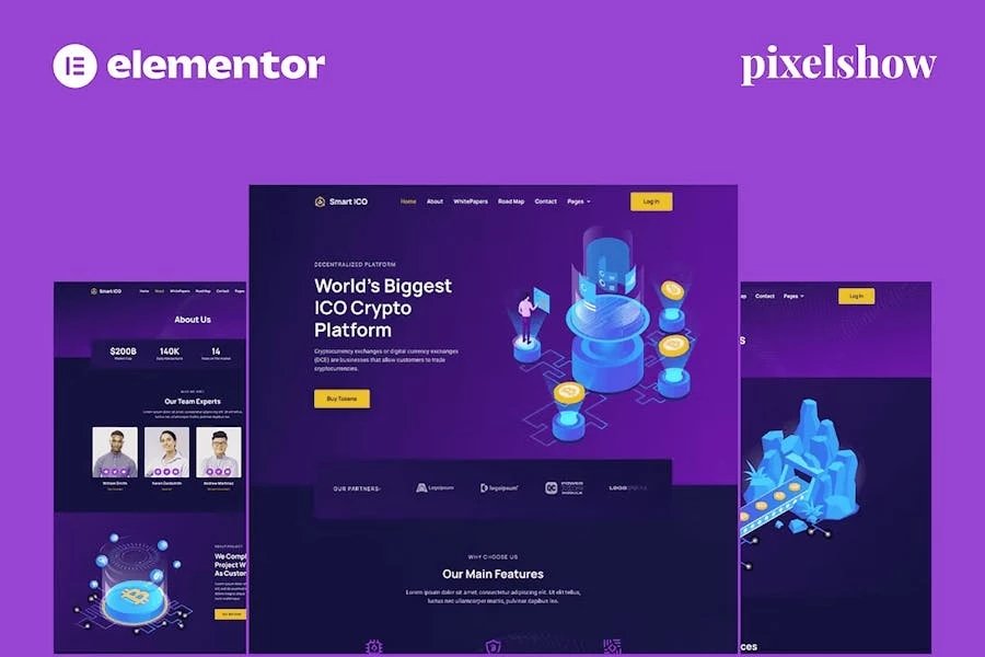 Smart ICO - Kit de sitio completo de Crypto Currency Elementor Pro