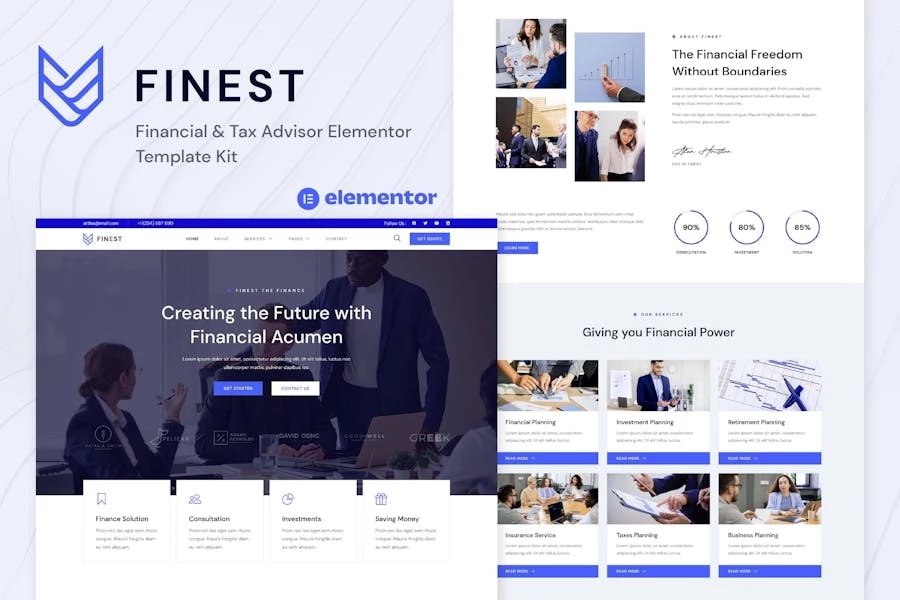 Finest - Template Kit Elementor para asesores financieros y fiscales