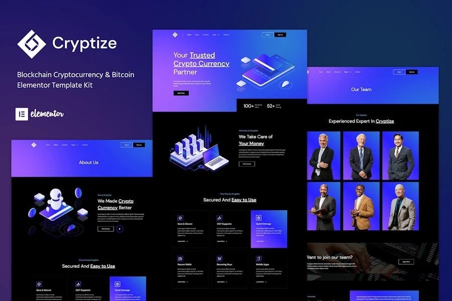 Cryptize - Template Kit de blockchain, criptomonedas y Bitcoin Elementor