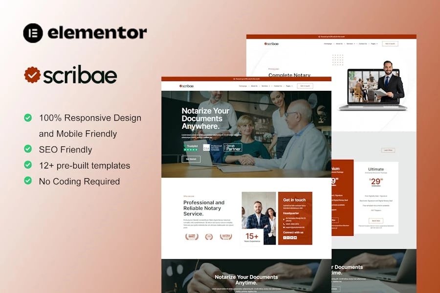 Scribae - Template Kit de Elementor para Notarios y Servicios Legales
