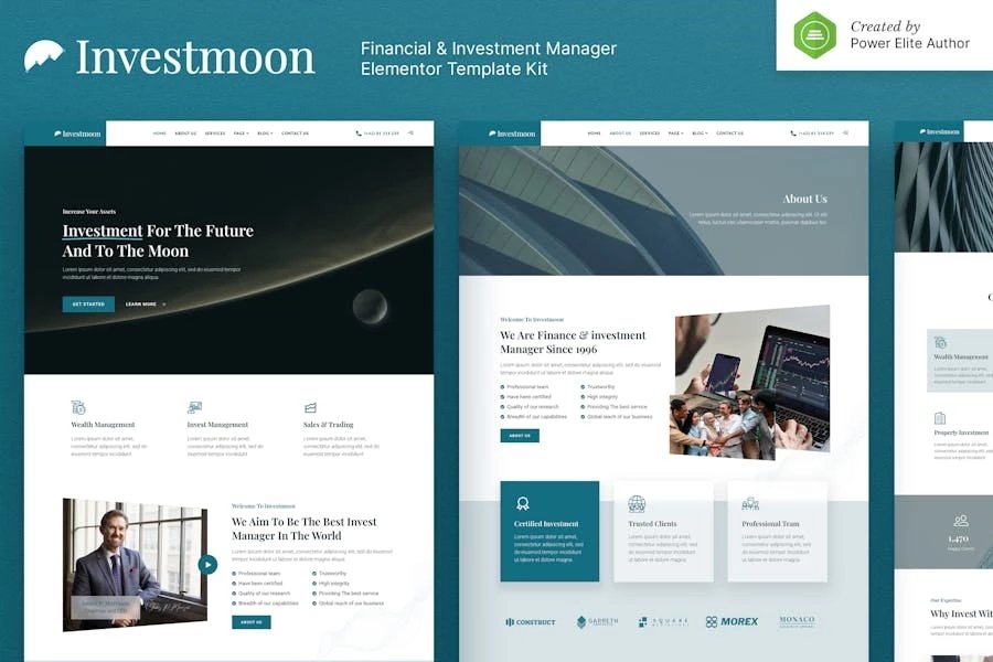 Investmoon - Template Kit Elementor para gestores de finanzas e inversiones