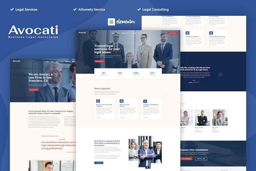 Avocati - Template Kit Elementor para bufetes de abogados y abogados