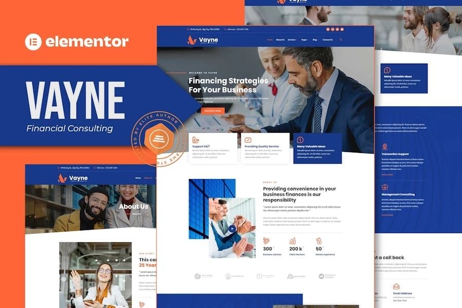 Vayne - Template Kit Elementor de consultoría financiera