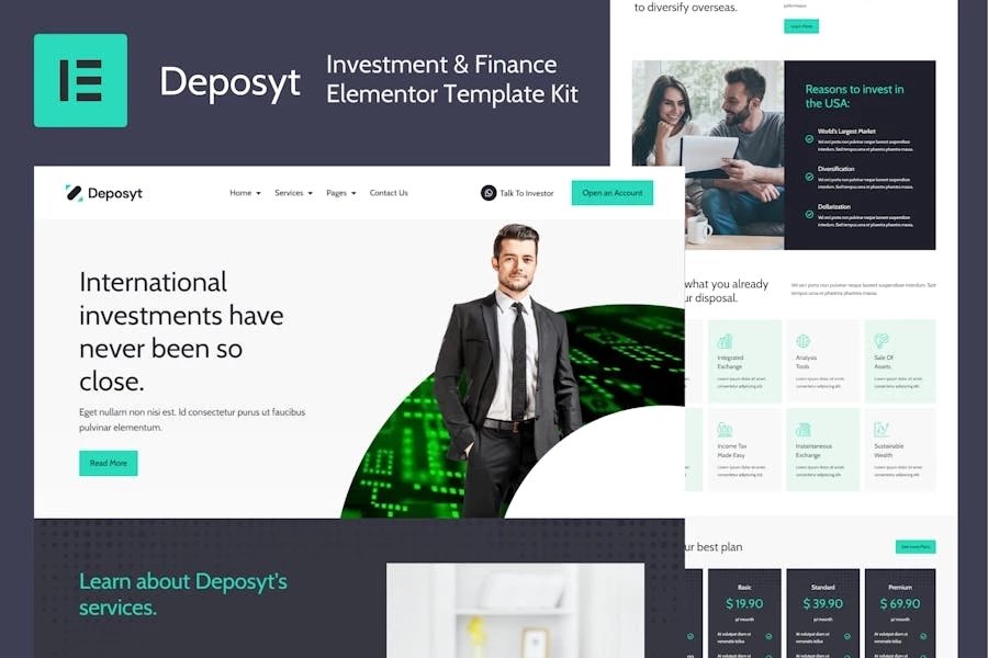 Deposyt - Template Kit de Elementor de inversiones y finanzas
