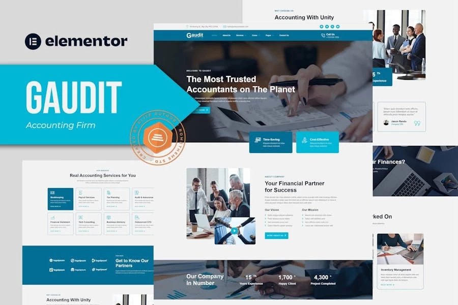 Gaudit - Template Kit Elementor para firmas de contabilidad
