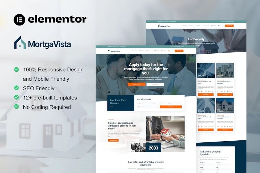 Mortgavista - Template Kit Mortgage Elementor Pro