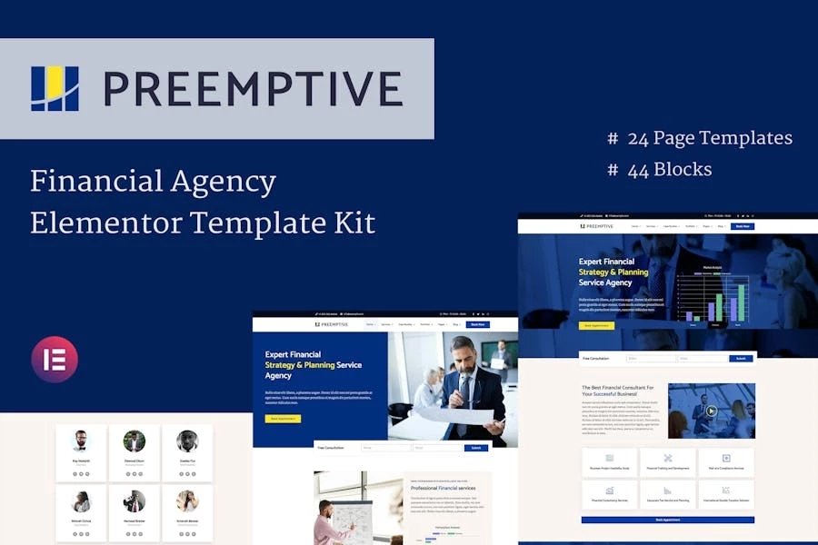 Preemptive - Template Kit Elementor para negocios y finanzas