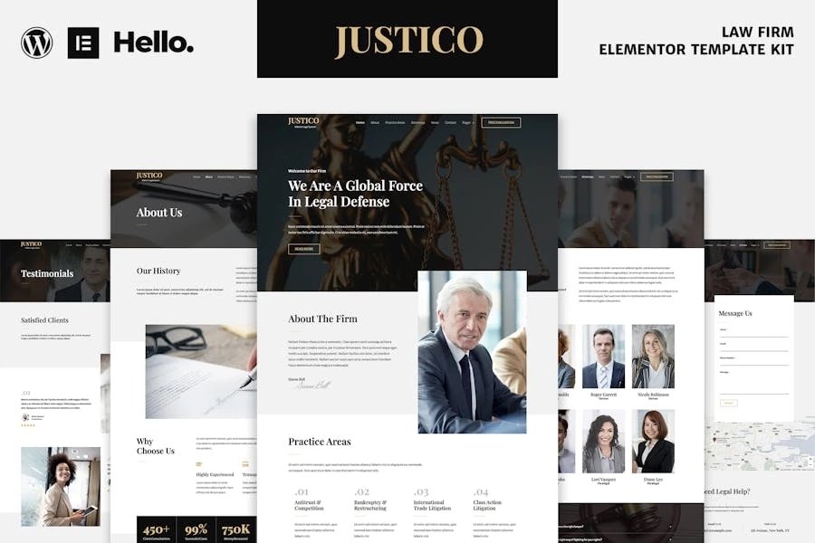 JUSTICO - Template Kit Elementor para despachos de abogados