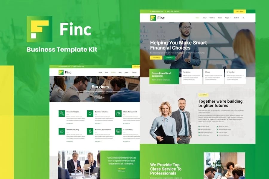 Finc - Kit de plantillas de Elementor empresarial y financiero