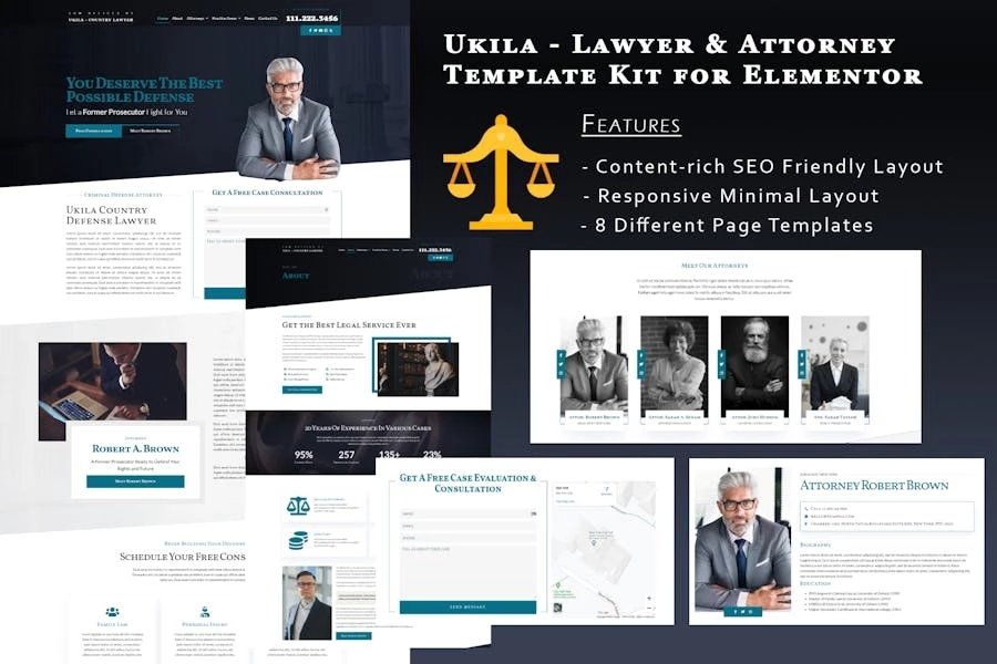 Ukila - Template Kit Elementor de abogado y abogado