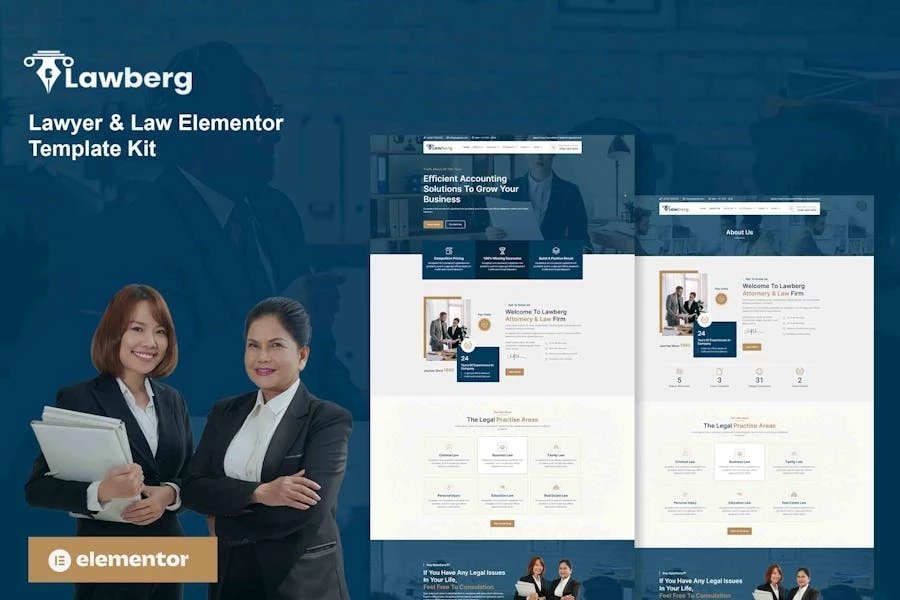 Lawberg - Template Kit Elementor para abogados y firmas legales