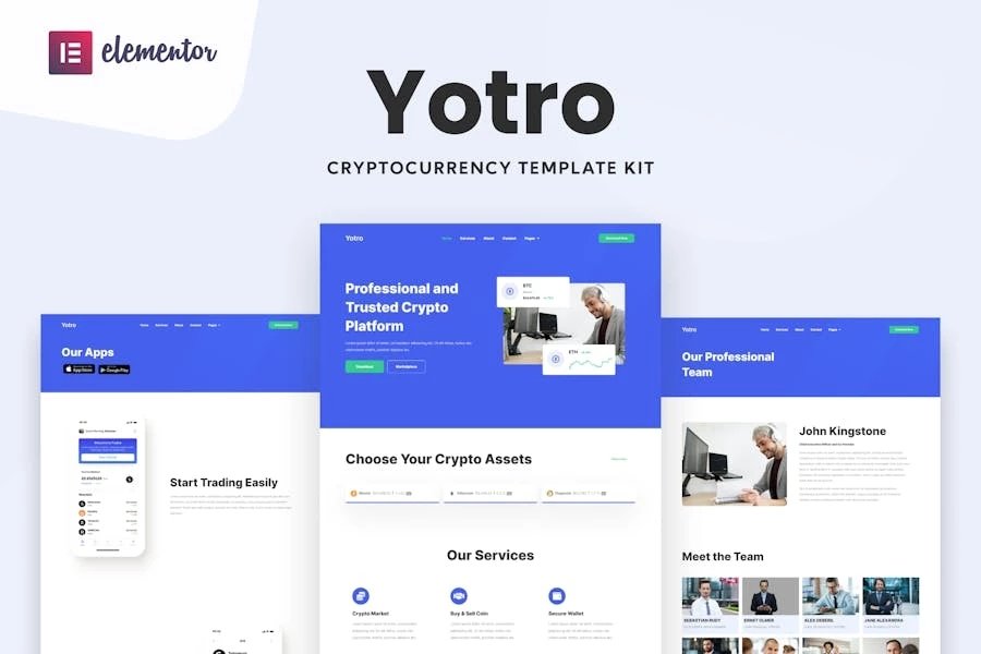 Yotro - Kit de plantillas Elementor para criptomonedas
