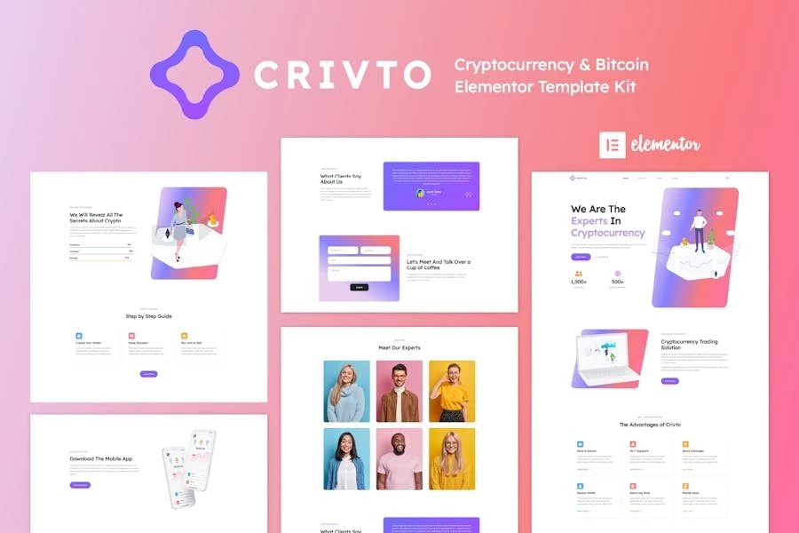 Crivto - Kit de plantillas Elementor para criptomonedas y Bitcoin