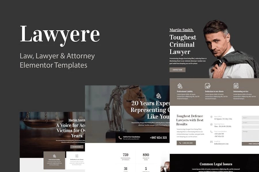 Lawyere - Template Kit de Elementor Legal y Abogado