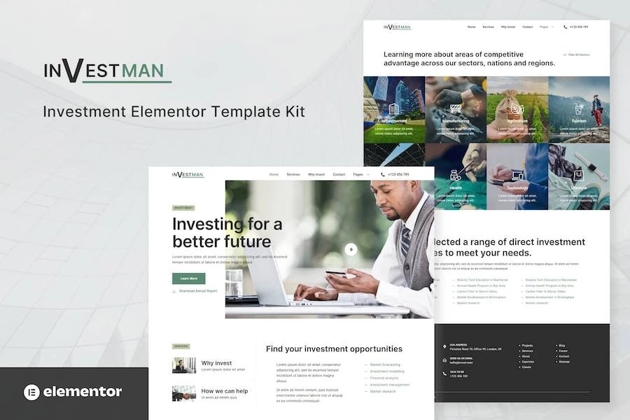 Investman - Template Kit Elementor para consultores de inversiones