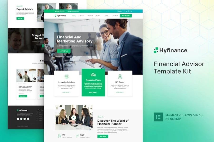 Hyfinance - Template Kit Elementor para asesores financieros