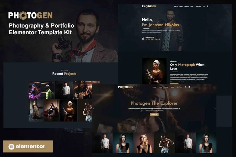 Photogen - Template Kit Elementor para fotografía y Porfolio