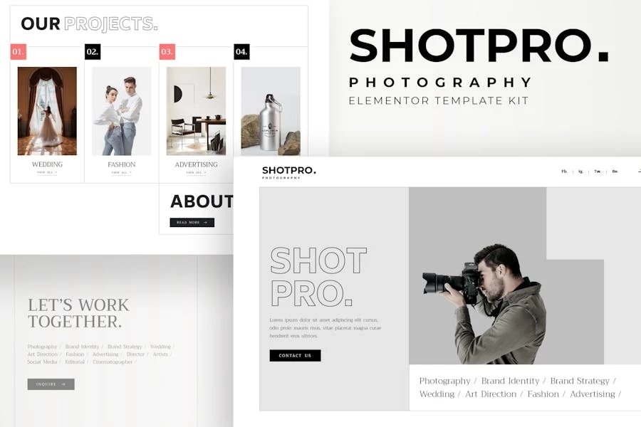 Shotpro - Template Kit Elementor para fotografía y Porfolio