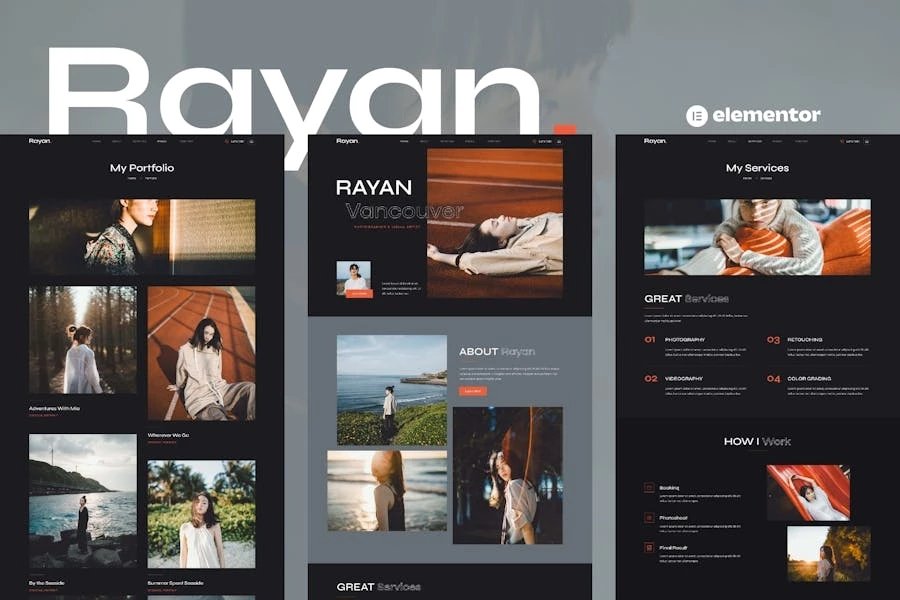 Rayan - Template Kit Elementor para fotografía y Porfolio