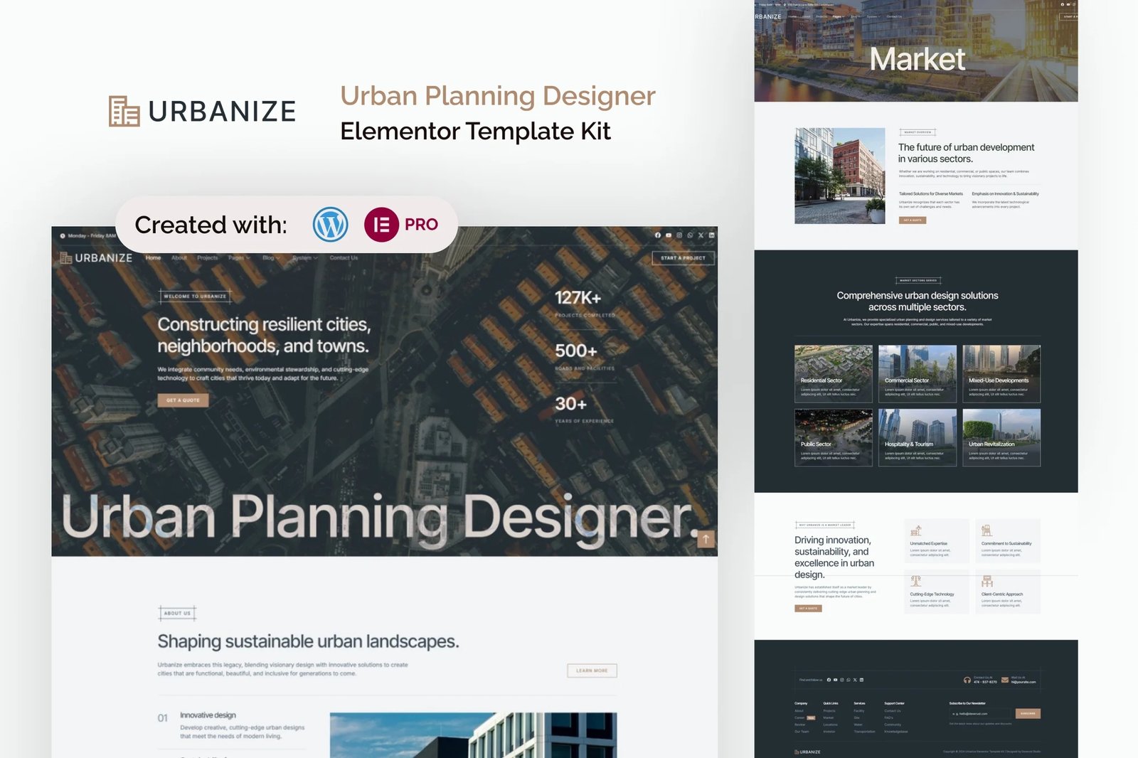 Urbanize - Kit de plantillas Elementor para diseñadores de planificación urbana