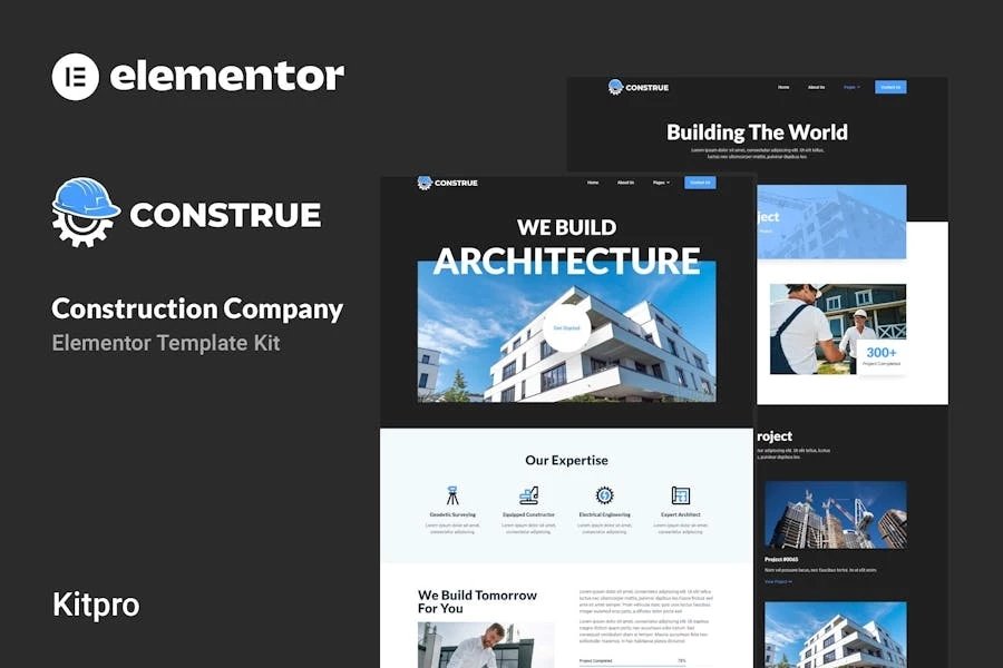 Construe - Template Kit Elementor para empresas de construcción