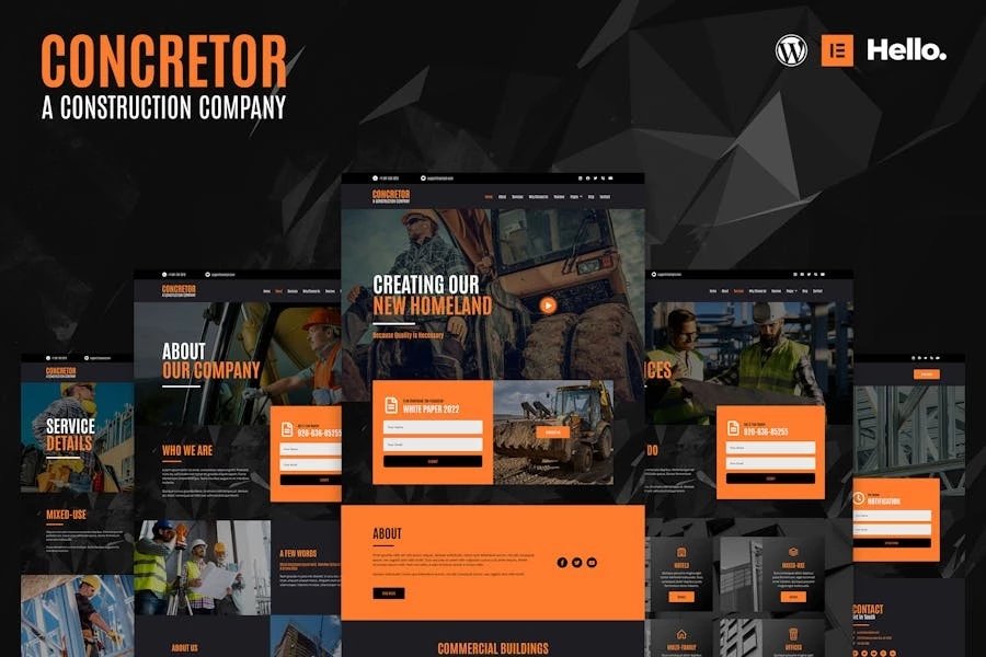 Concretor - Template Kit Elementor de construcción inmobiliaria