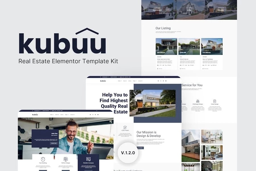 Kubuu - Template Kit Elementor de bienes raíces