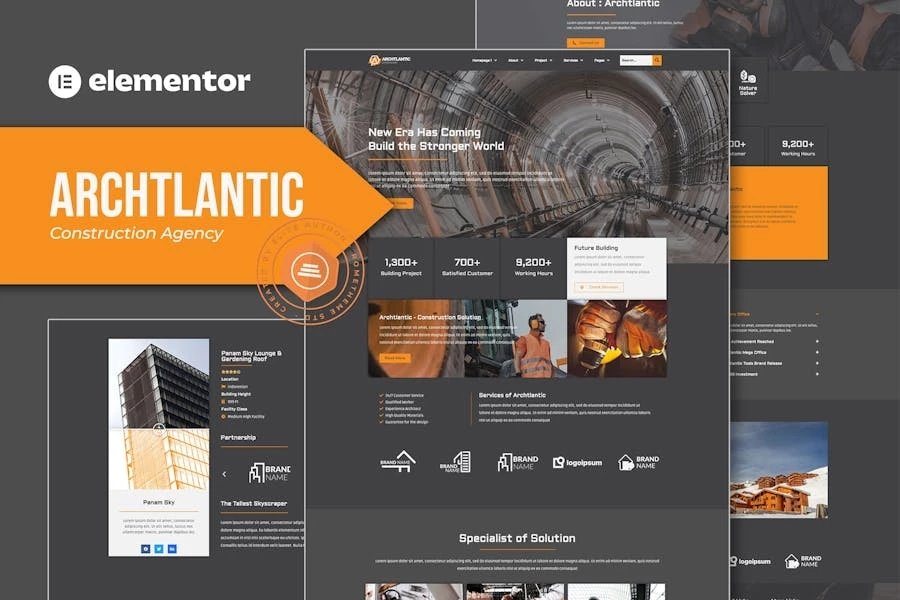 Archtlantic - Template Kit Elementor para agencia de construcción