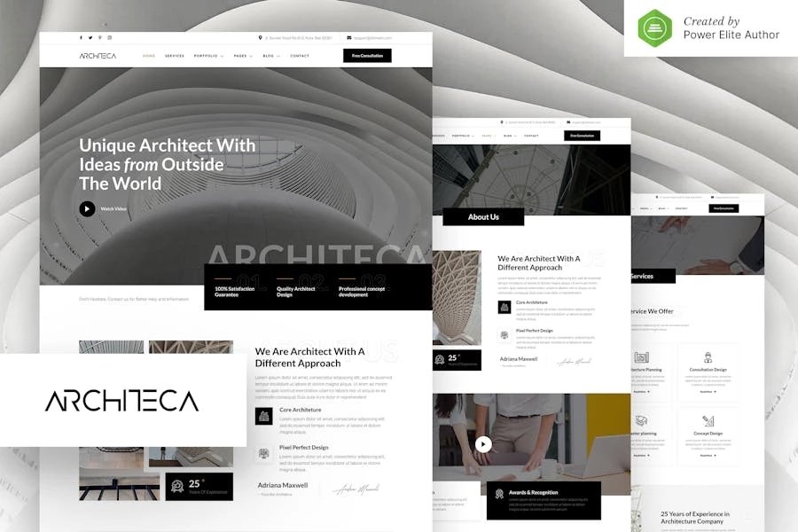 Architeca - Template Kit Elementor para agencia de arquitectura y diseño de interiores