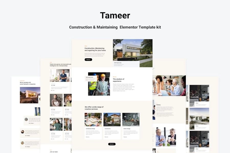 Tammer - Kit de Plantillas Elementor para Construcción y Mantenimiento