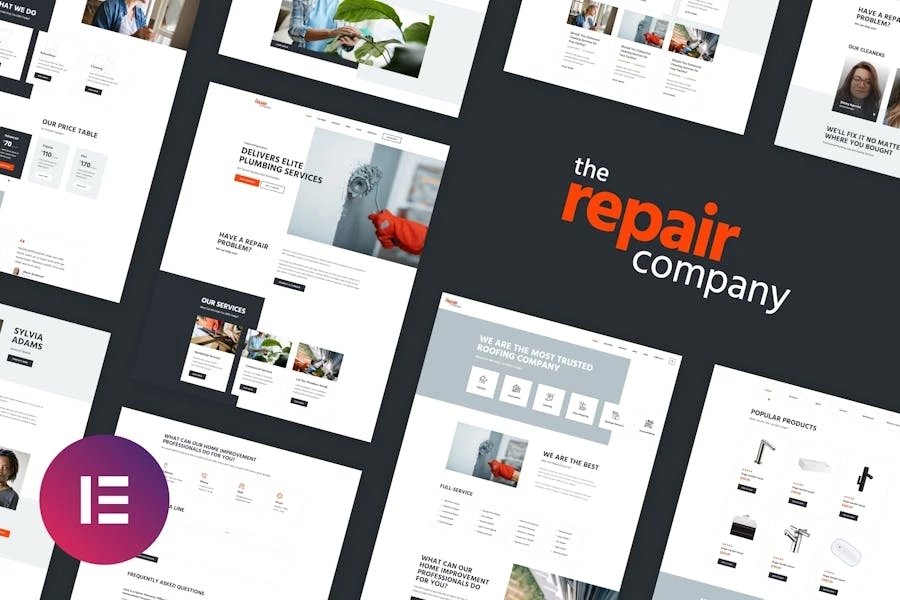 Renovirta - Kit de plantillas Elementor para fontanería y reparación