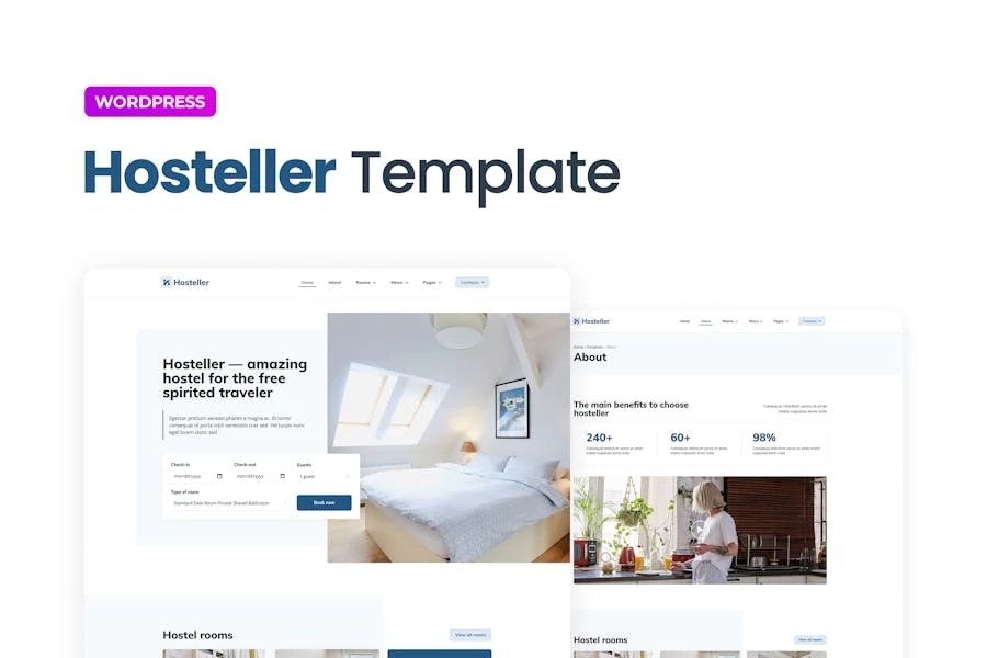 Hosteller Template Kit Elementor para reservas de albergues