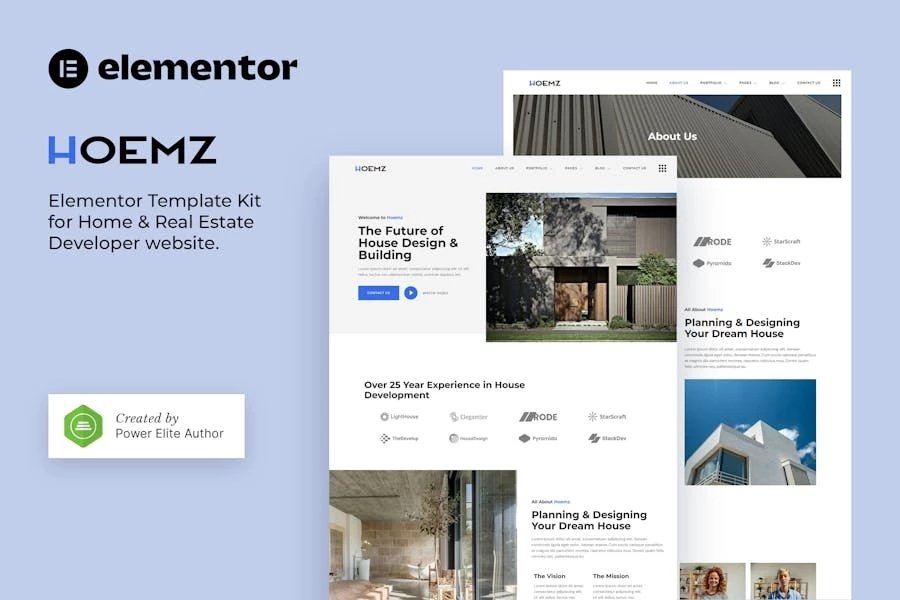 Hoemz - Template Kit Elementor para desarrolladores de viviendas y bienes raíces