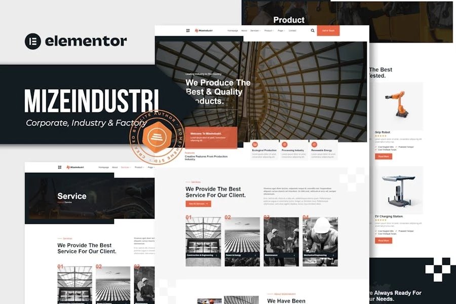 Mizeindustri - Template Kit Elementor para Corporativa, industrias y fábricas