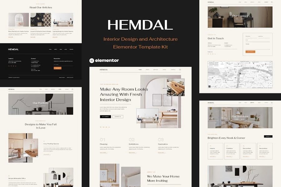 Hemdal - Template Kit Elementor de Diseño de Interiores y Arquitectura