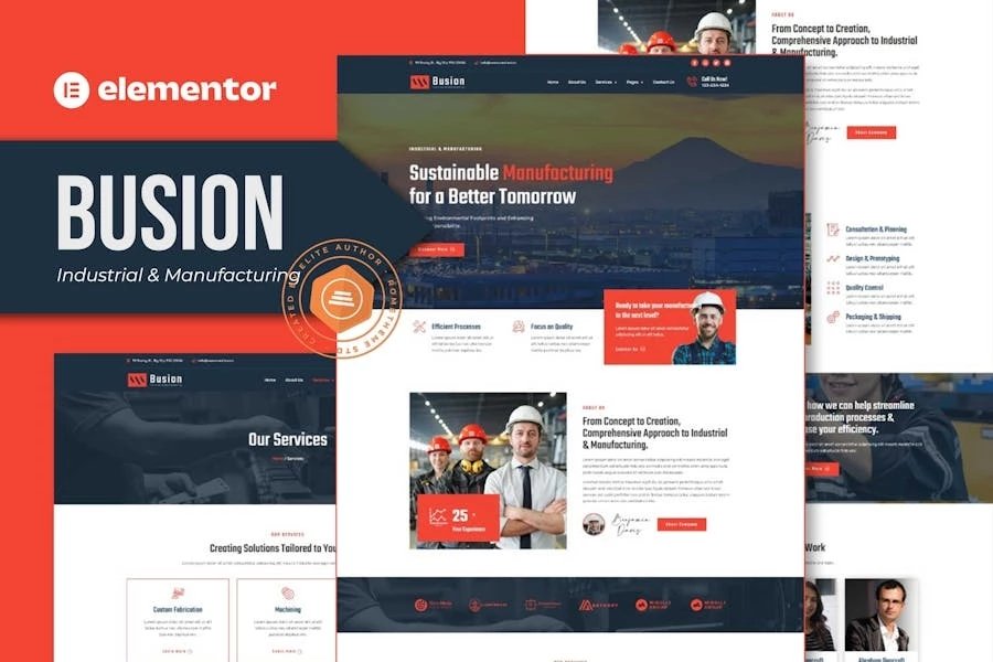 Busion - Kit de Plantilla Elementor Pro para aplicaciones industriales y de fabricación
