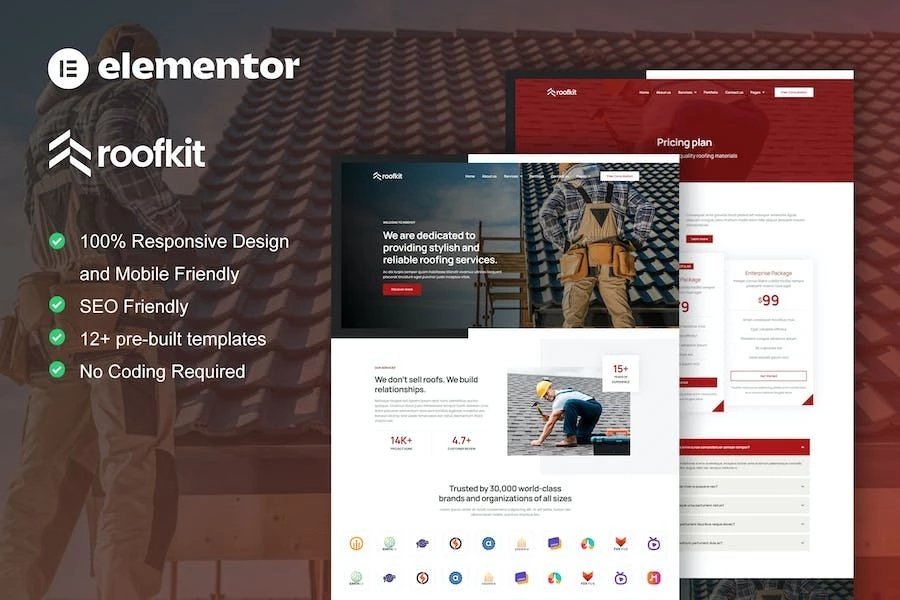 RoofKit - Template Kit Elementor Pro para servicios de techado