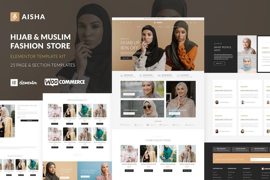Aisha - Template Kit Elementor para tienda de ropa musulmana y hijab