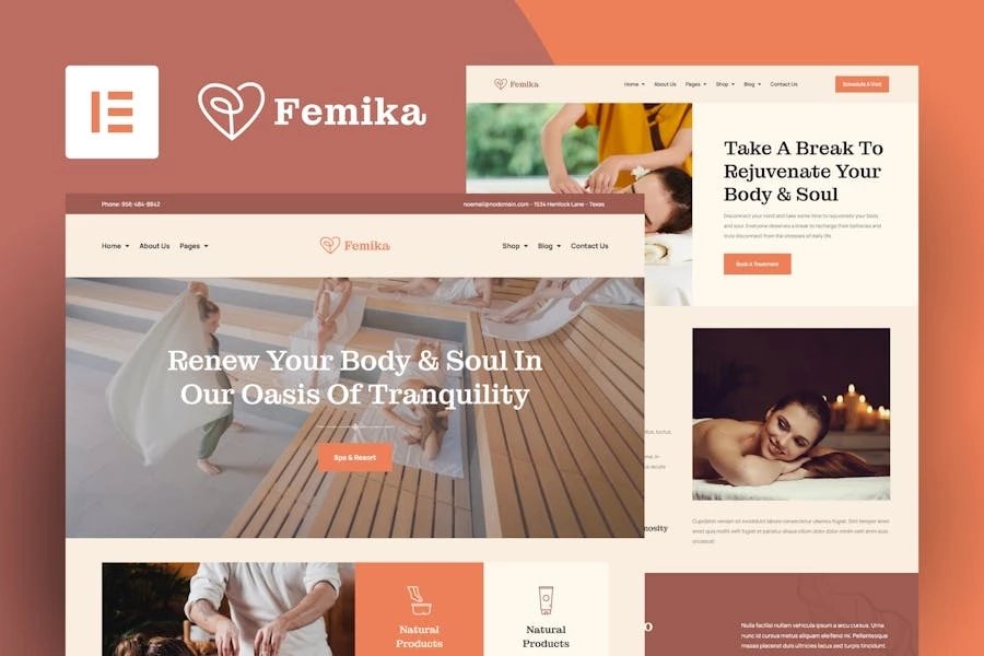 Femika - Template Kit Elementor para centro de spa y bienestar