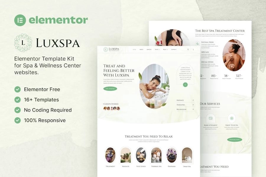 Luxspa Template Kit Elementor para spa y centro de bienestar