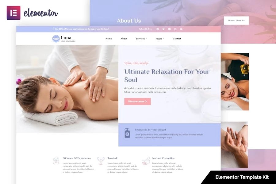 Luna - Template Kit Elementor Spa Wellness